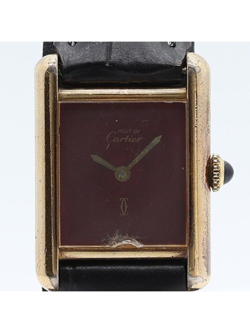 Cartier Must Tank Manual Wind Wine Red Dial Watch